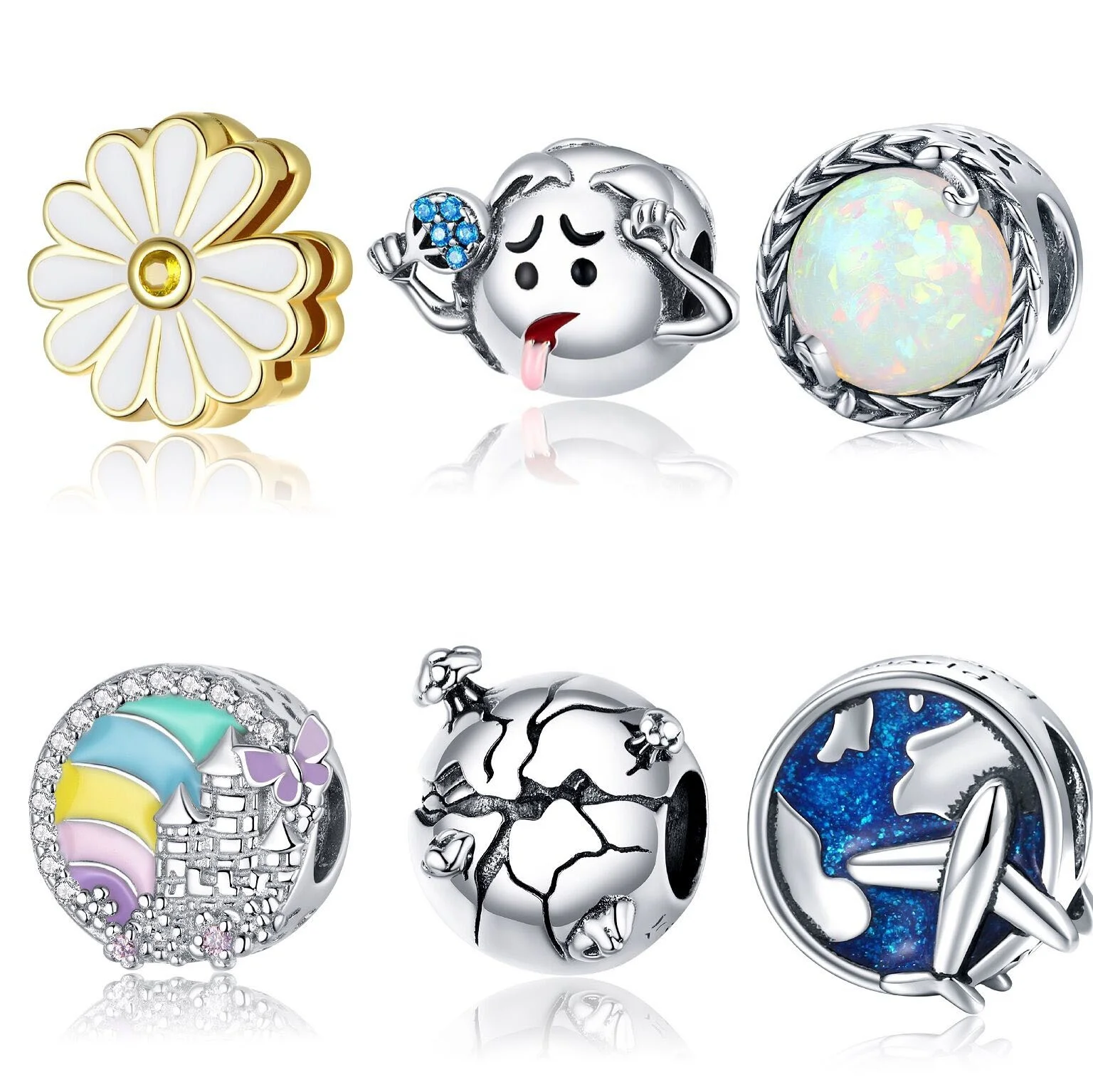 2024 Fine Jewelry Cute Charms Heart Shape 925 Sterling Silver European Women DIY Charm for Bracelet Jewelry Making Custom