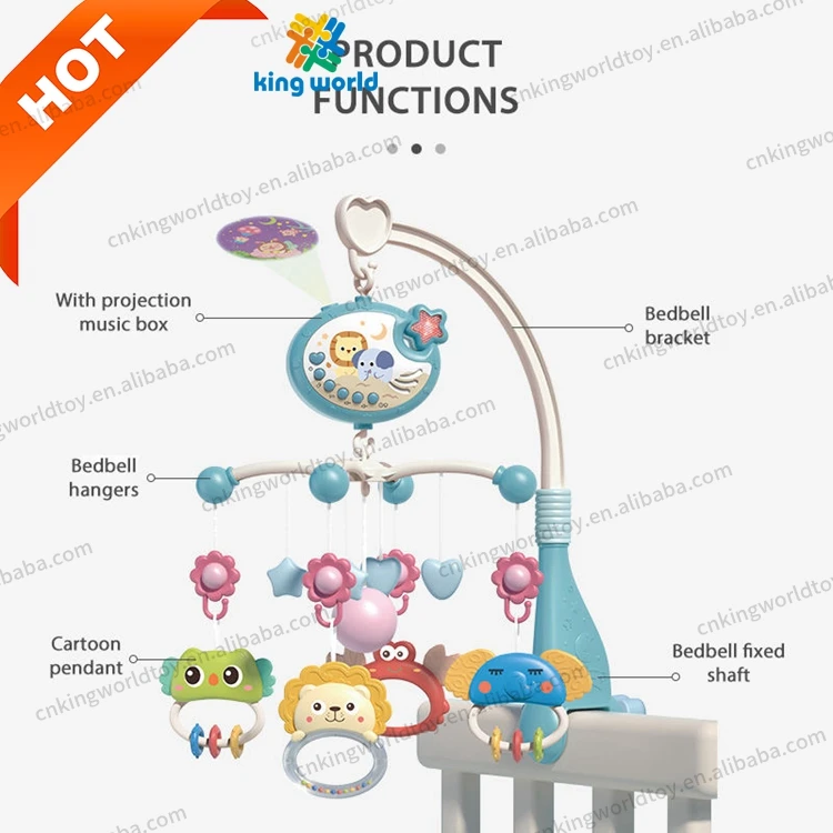 KW Animal Projection Bed Bell Baby Music Crib Mobile Toy Musical Sweet Clodle Musical Got mobile baby with Infant Hanging Toys