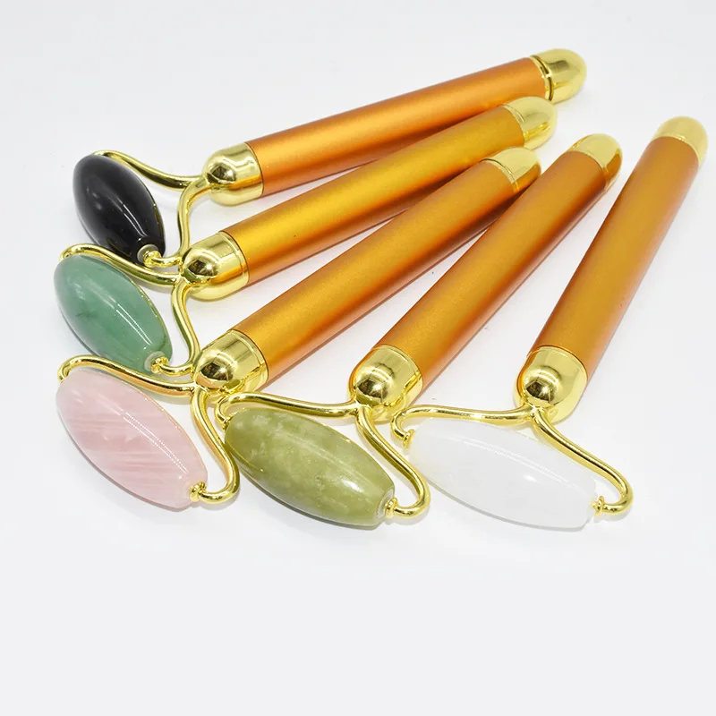 Amazon Wholesale Face Massage Roller Kit Pink Jade Roller Vibrating Jade Roller Facial Rose Quartz Electric Beauty Bar Natural