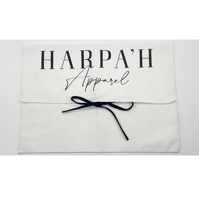 Eco-Friendly White Cotton Canvas Twill Envelope Pouch Gift Wallet Handbag Packing Dust Bag Luxury Cotton Flap Dust Pouch