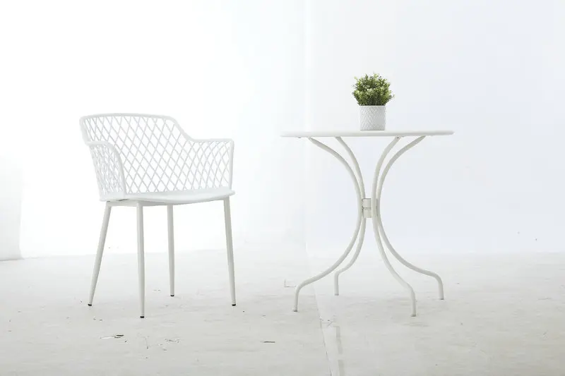 Outdoor Indoor Garden Set Chair Seat Dining Coffee Table Beer Park Picnic Table and Bench Street PP Steel frame