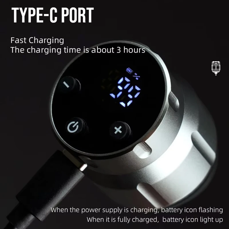 Digital Wireless Tattoo Power Supply Portable Rechargeable Battery 1500mAh Power Supply RCA Connector for Tattoo Machine Pen