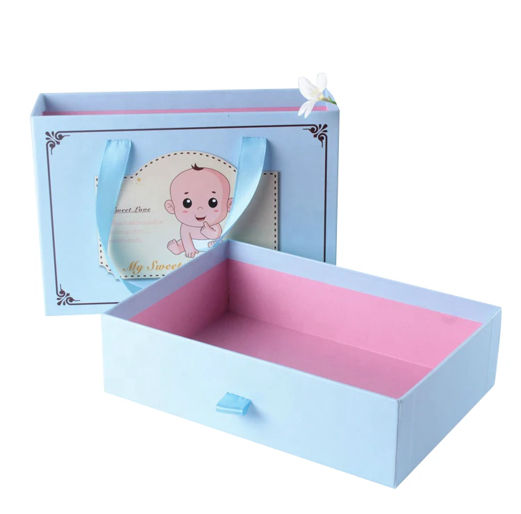 Wholesale custom high-end luxury cardboard newborn baby clothing gift box portable toy packaging box with sliding drwer