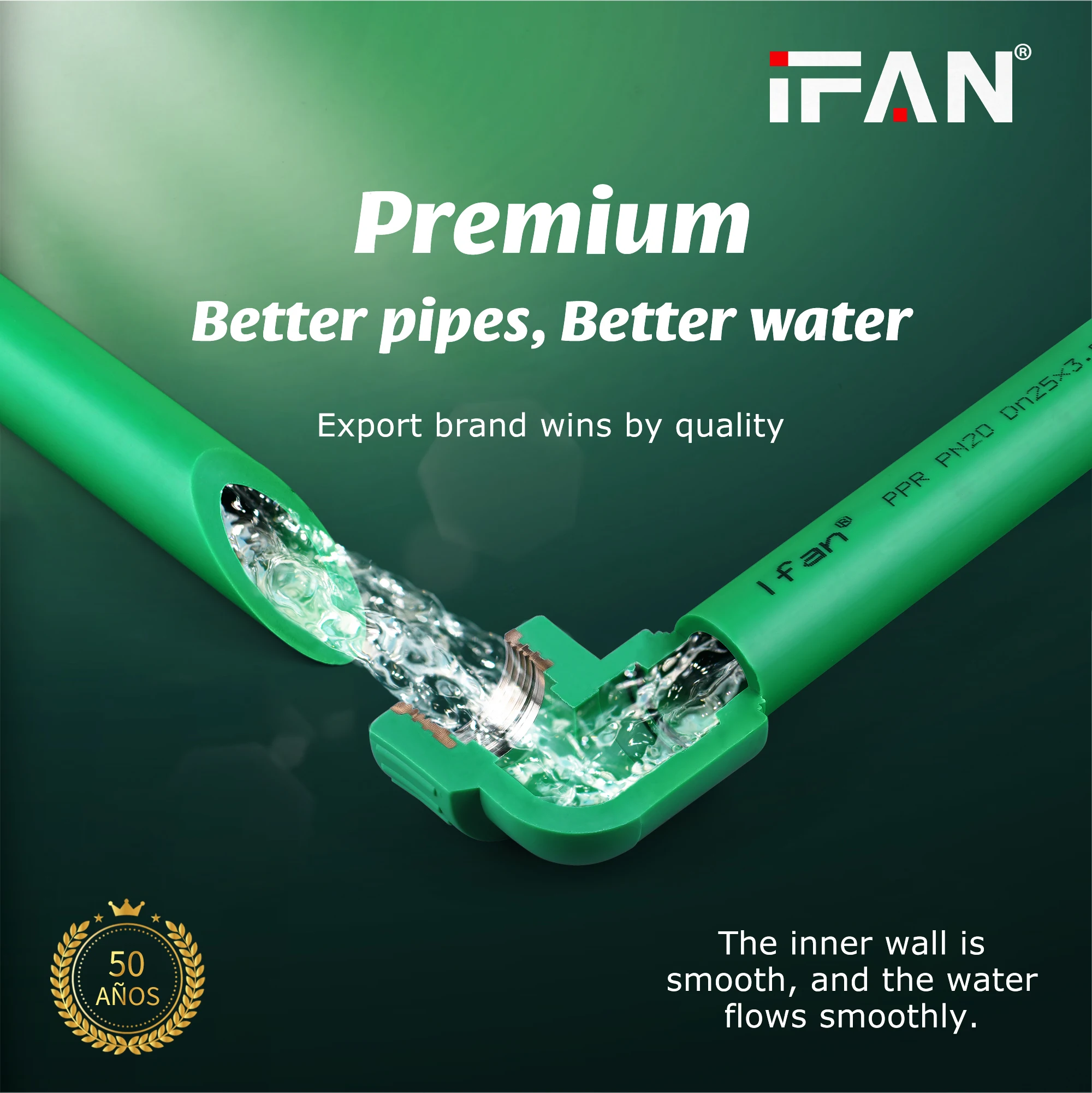 IFAN Plastic PPR Pipe Manufacture Water Supply Food Grade Water Pipe Pure Plastic PPR Pipe