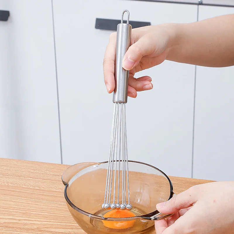 New Arrival Manual Egg Beater Stainless Steel Ball Whisk Handheld Tool for Baking and Cooking in Home Kitchen