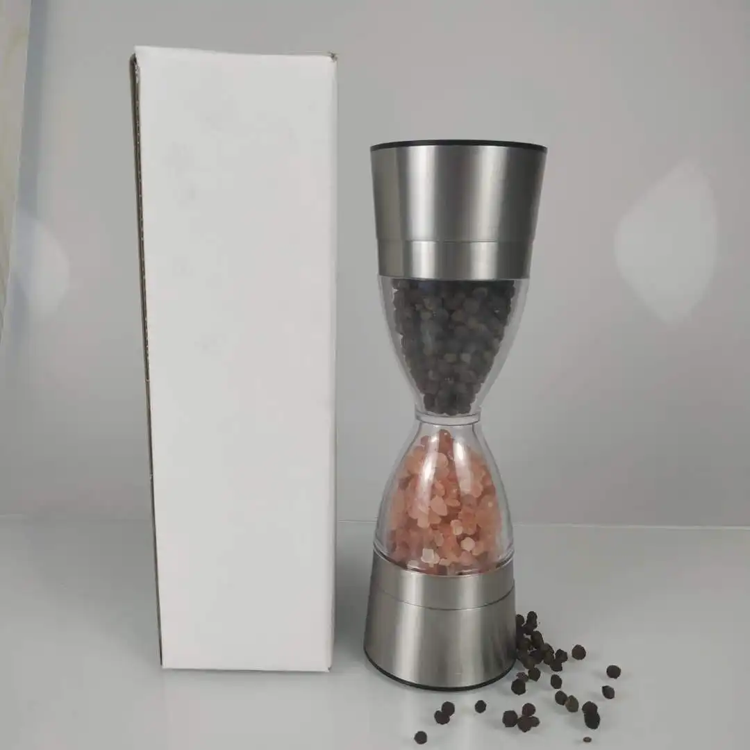 Stylish Manual 2 in 1 Salt Pepper Mill with Transparent Container Food Safe