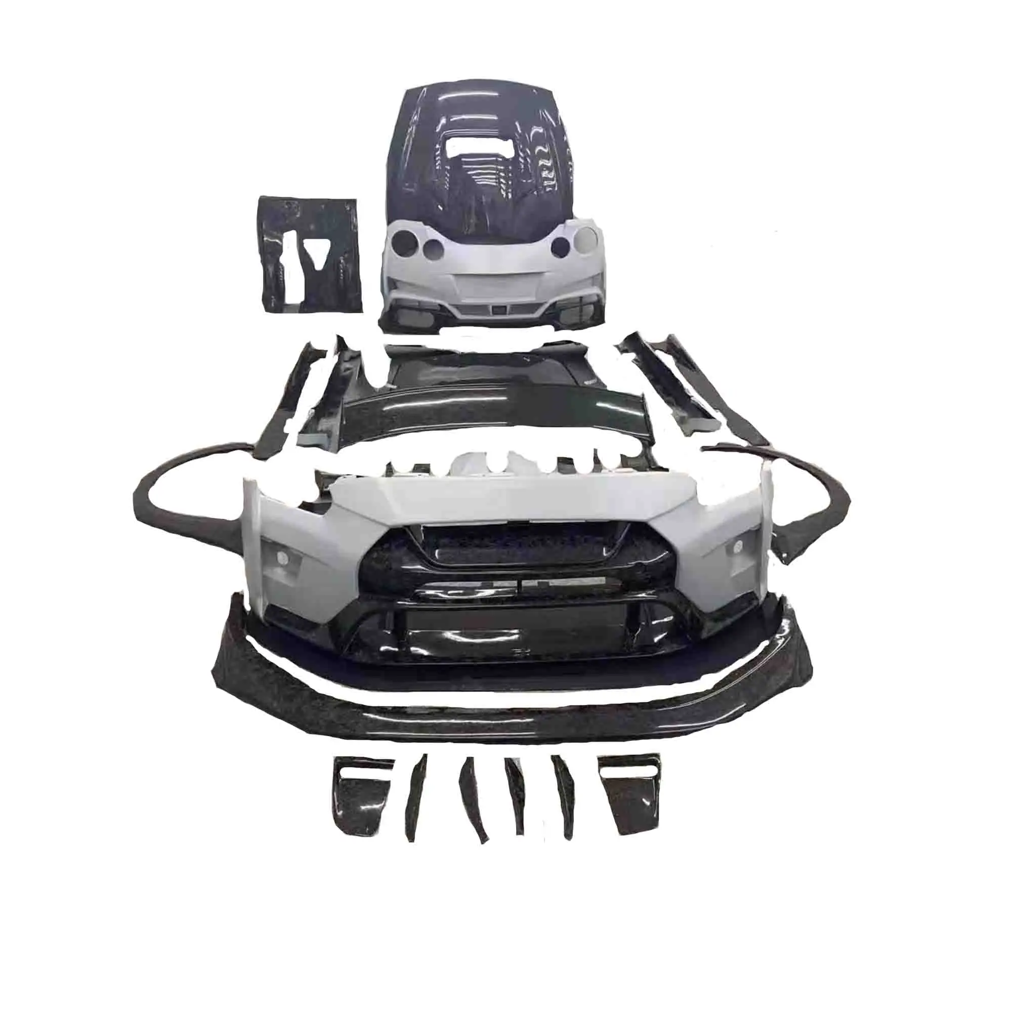 V style  Forged Carbon fiber Body Kit For GTR R35  Front Bumper Engine Hood rear bumper side skirts