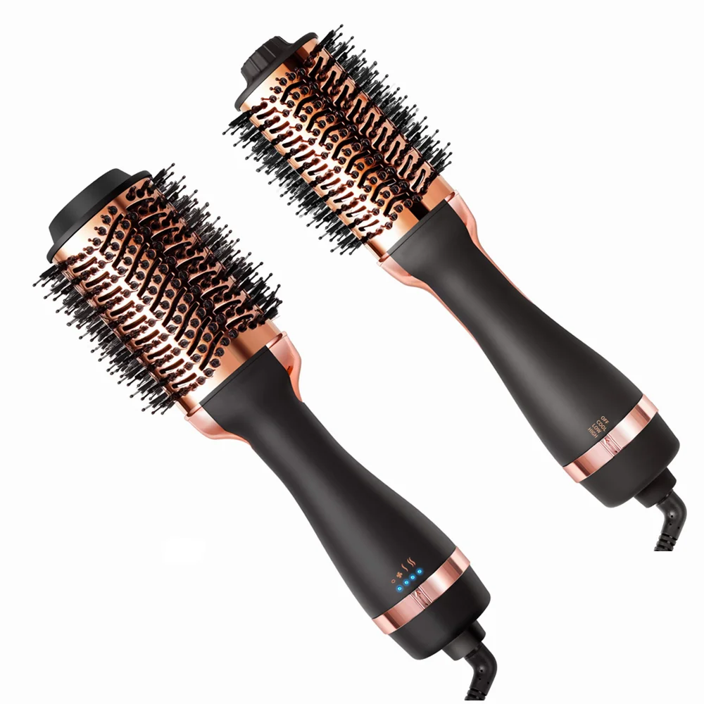 Rose gold Chrome 4 in 1 private label hot air brush one step blowdry hair dryer styler Blow Out Brush