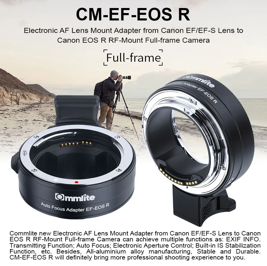  Commlite CM-EF-EOS R адаптер для крепления объектива с автофокусом от Canon EF/EF-S Lens до EOSR RF-крепление полнокадровой