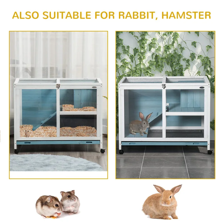 Indoor Garden Living Room Bedroom Office Sofa Side Rabbit Hutch Wooden Pet Rat Rabbit Cages Houses Furniture