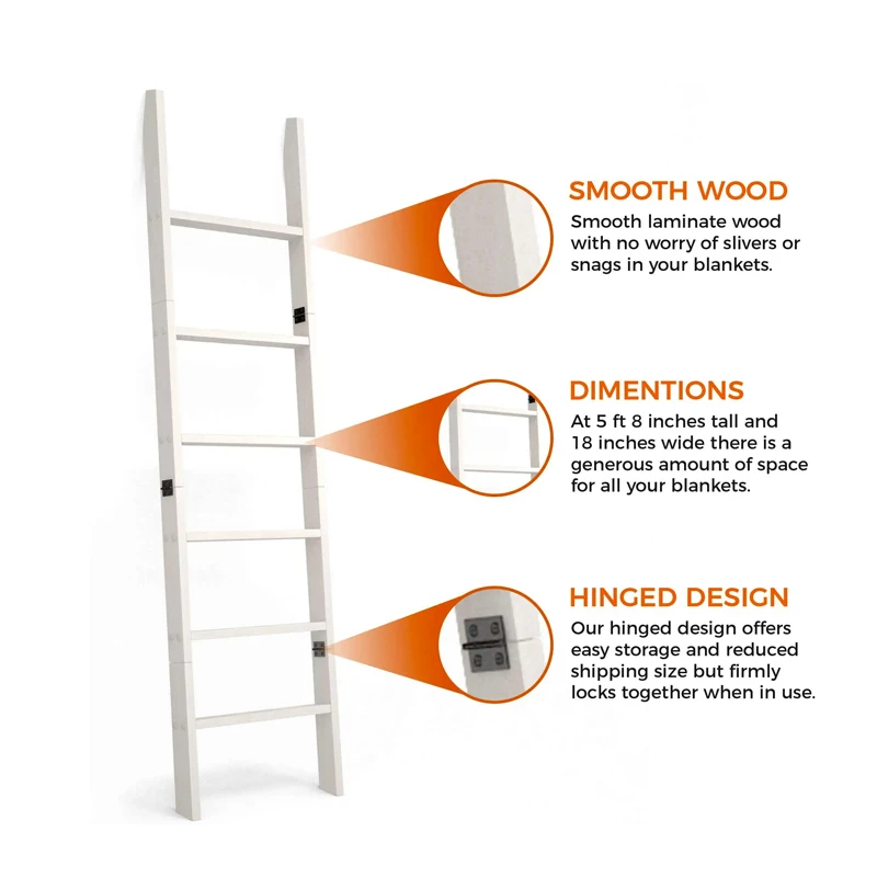 White Wood Blanket Ladders & Racks Wholesale Custom Vintage Iron Storage Holders & Racks Customized Logo Rectangle Straw 9 Wire