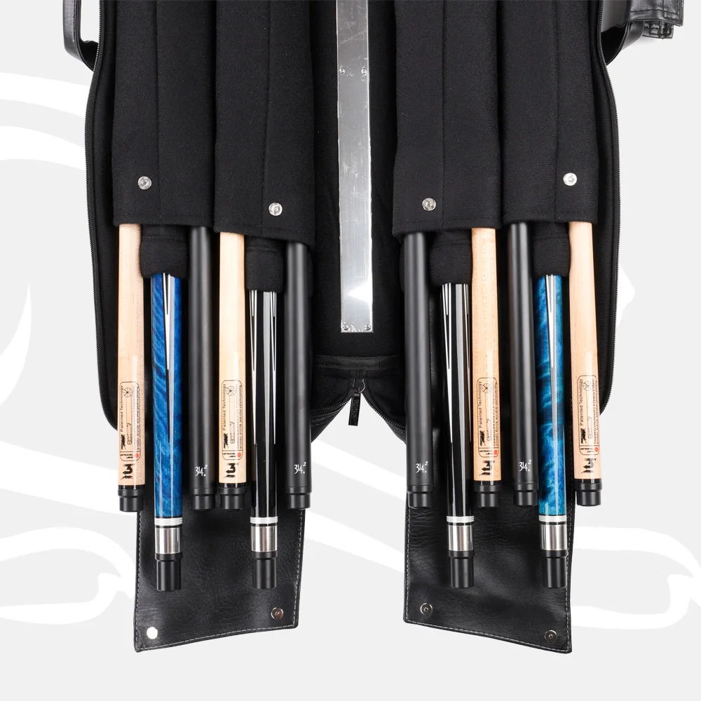 PREOAIDR Pool Cue Case Billiard Pool Cue Bag Carrying Case PU Leather 12 Holes 4 Butts 8 Shafts  Billiard Accessories