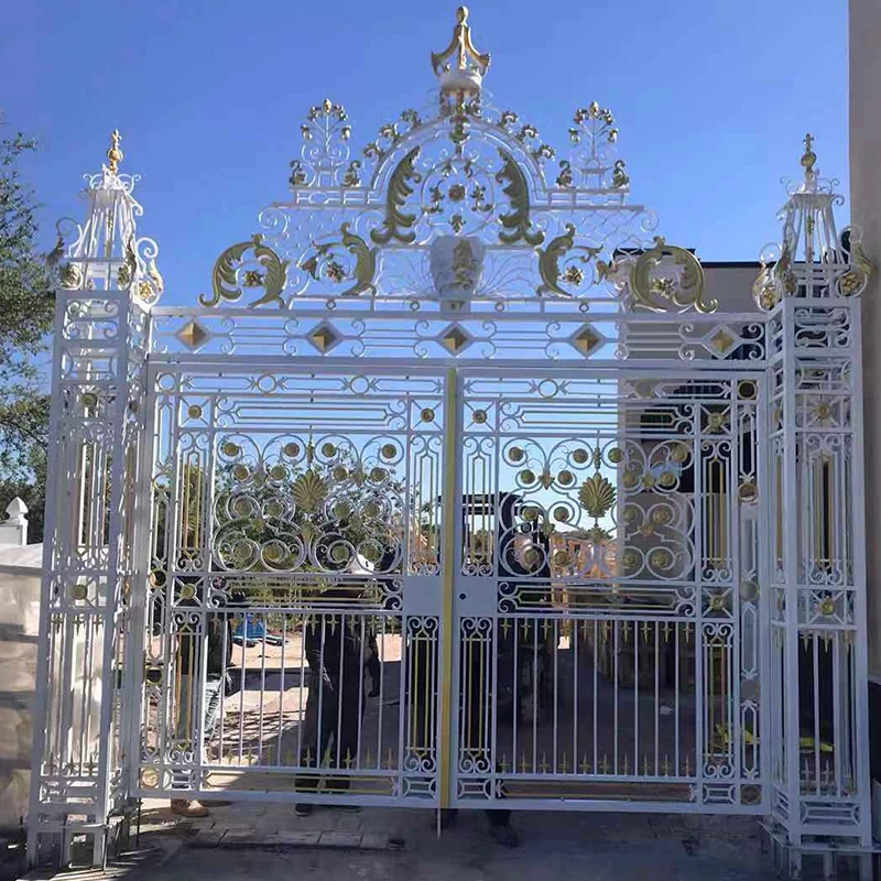 Professional latest main gate designs customized Automated Driveway Catsing Aluminum Art Gate