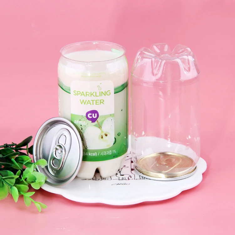 Special shape high quality PET plastic food grade 345ml soda drink plastic can
