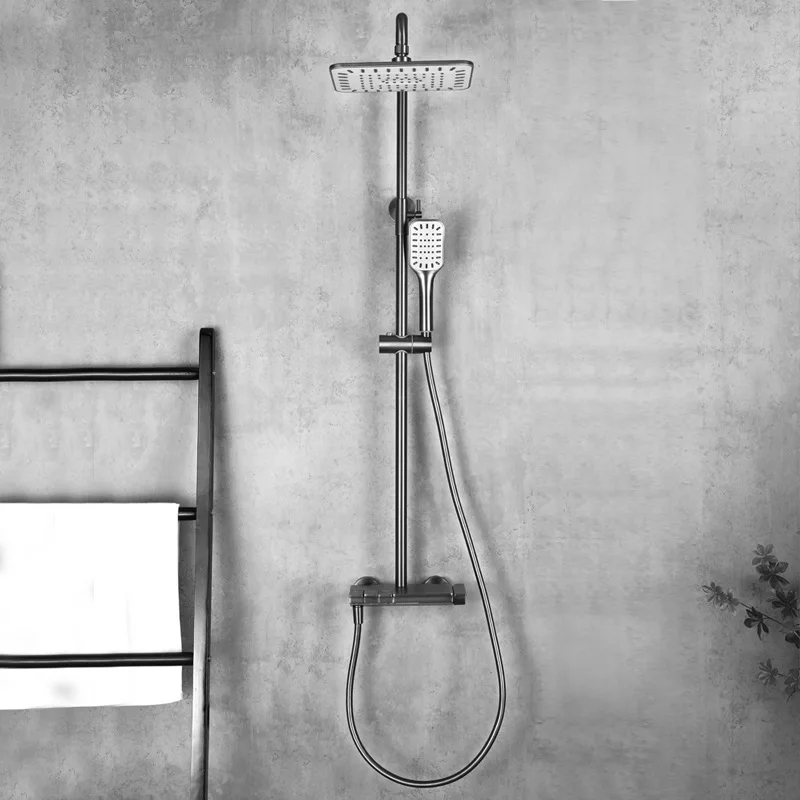 Shower System Square Handheld ShowerWall Mounted Shower Faucet Set Included Valve and Trim Kit