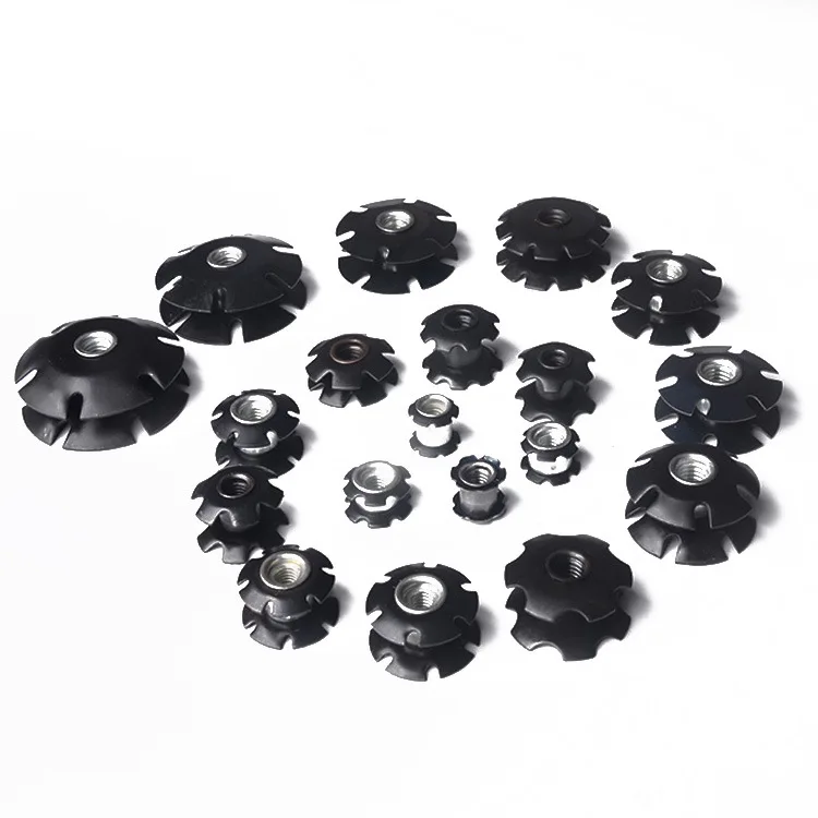 M6 M8 fittings tube Connector nuts 65 Mn Carbon steel Sunflower Round star Nut Plum-Blossom Shrapnel Pipe Nut for Fitting