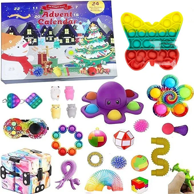 Hot selling creative DIY Christmas Countdown Calendar Stress Relief Hand Tear Blind Box Game Toy for children
