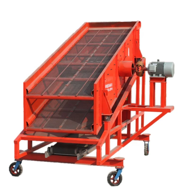 YK1237 mobile vibrating screen with belt conveyors for coconut PKS biomass charcoal wood chips