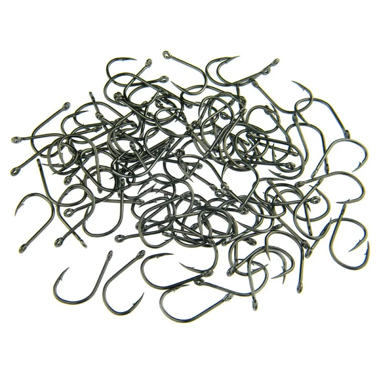100pcs/box High Quality Fishhooks 3#-15# High Carbon Steel Carp Fishing Hook With Hole For soft Lures