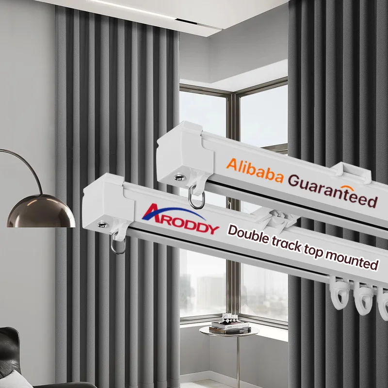 ARODDY 28-48 Inch Extendable Aluminium Alloy Curtain Track Smart Ceiling Home Window Accessories Modern Design Christmas
