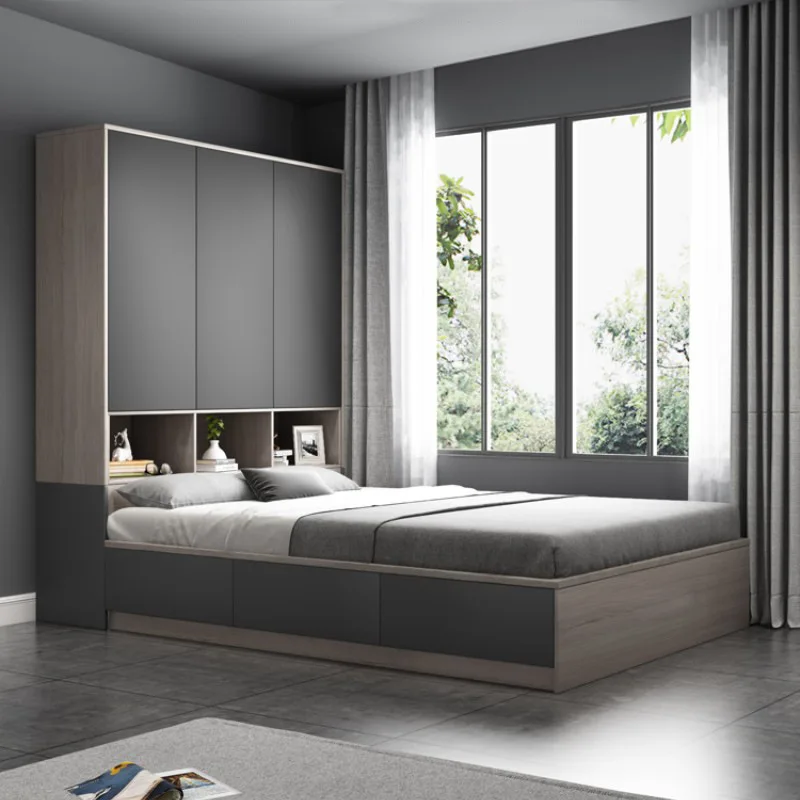 Luxury Custom Modern Furniture Set Frame Design 1.8 M Drawers Solid Wooden Beds Double Wood Bed With Storage