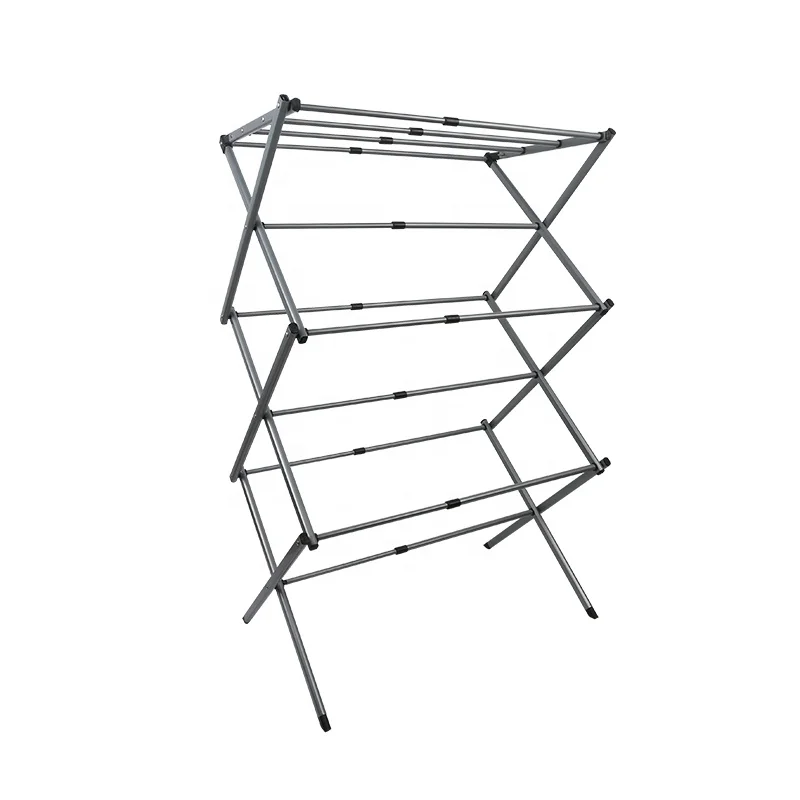 Открытый металлический глубокий коллектор под названием 4 слоя Портативный Складной Нержавеющая сталь сушилка вешалка для сушки белья