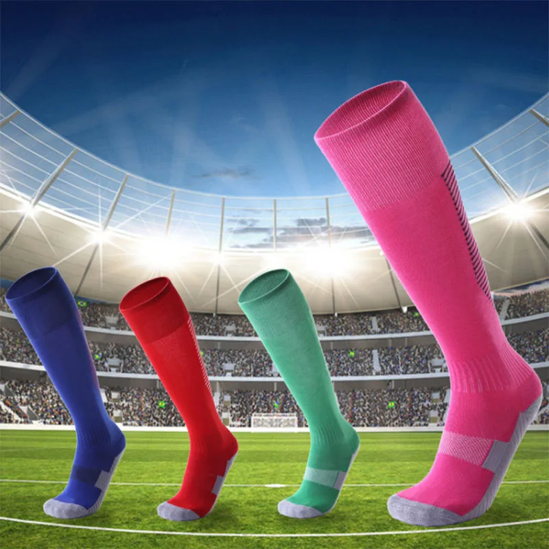 Anti-slip knee football socks thickened towel bottom stockings sweat resistant sport socks for adult /children