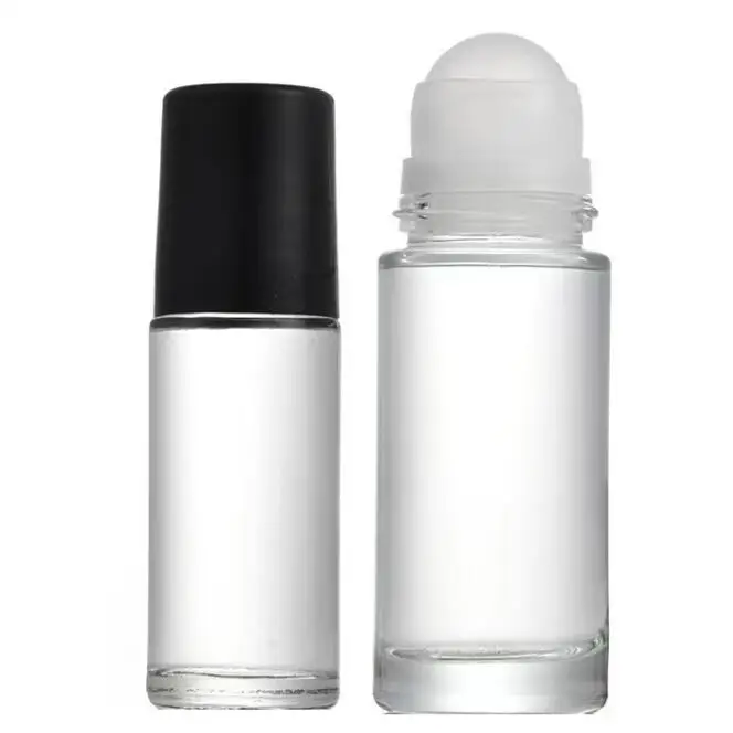 Оптовая продажа пустые 30 мл 50 прозрачные янтарные эфирные масла роликовые бутылки дезодорант стеклянный рулон на бутылке