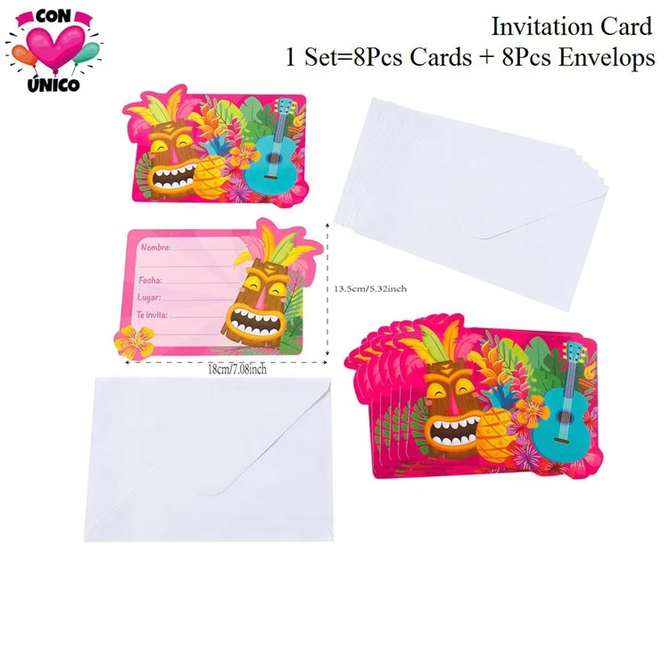 New Hawaii Tropical Luau Summer Flamingo Theme Kids Birthday Party Supplies Invitations Cards for Kids Birthday Party Eco-friend