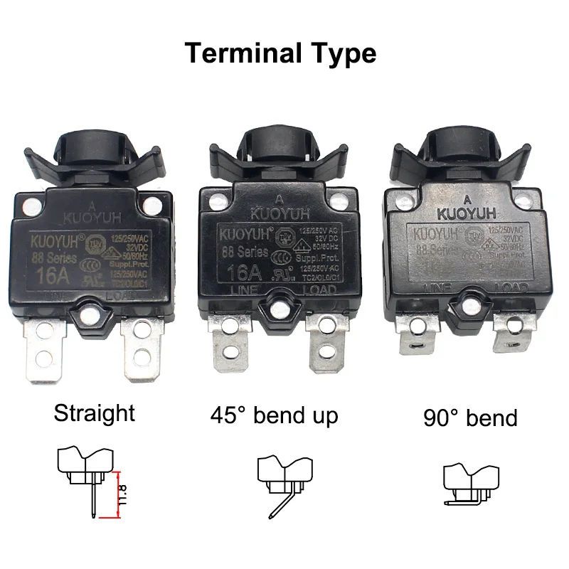 Kuoyuh 88 Series 16A Metal Nut Resettable Thermal Motor Protection Circuit Breaker