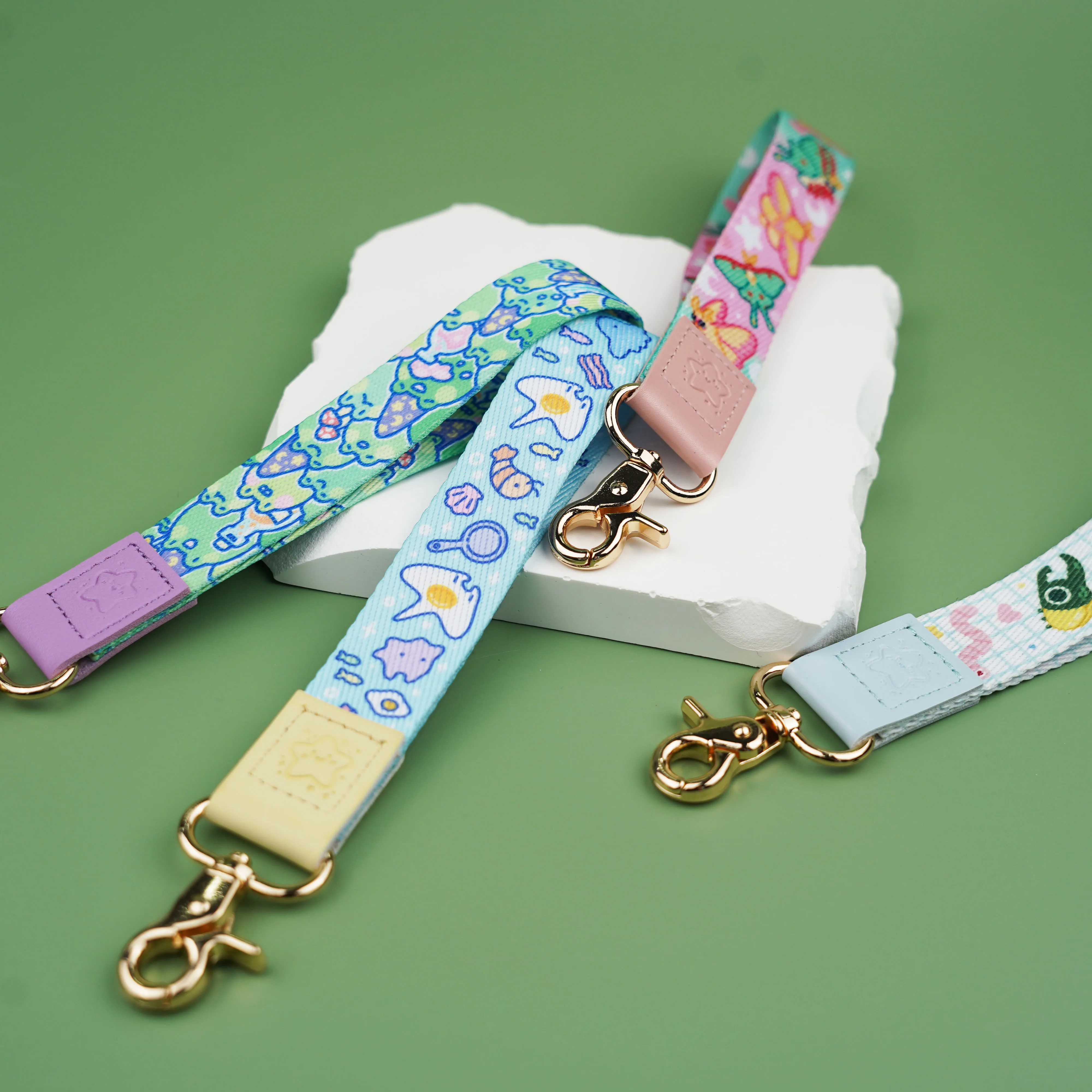 Custom Polyester Keychain Leather Lanyards Short Wrist Strap Lanyard