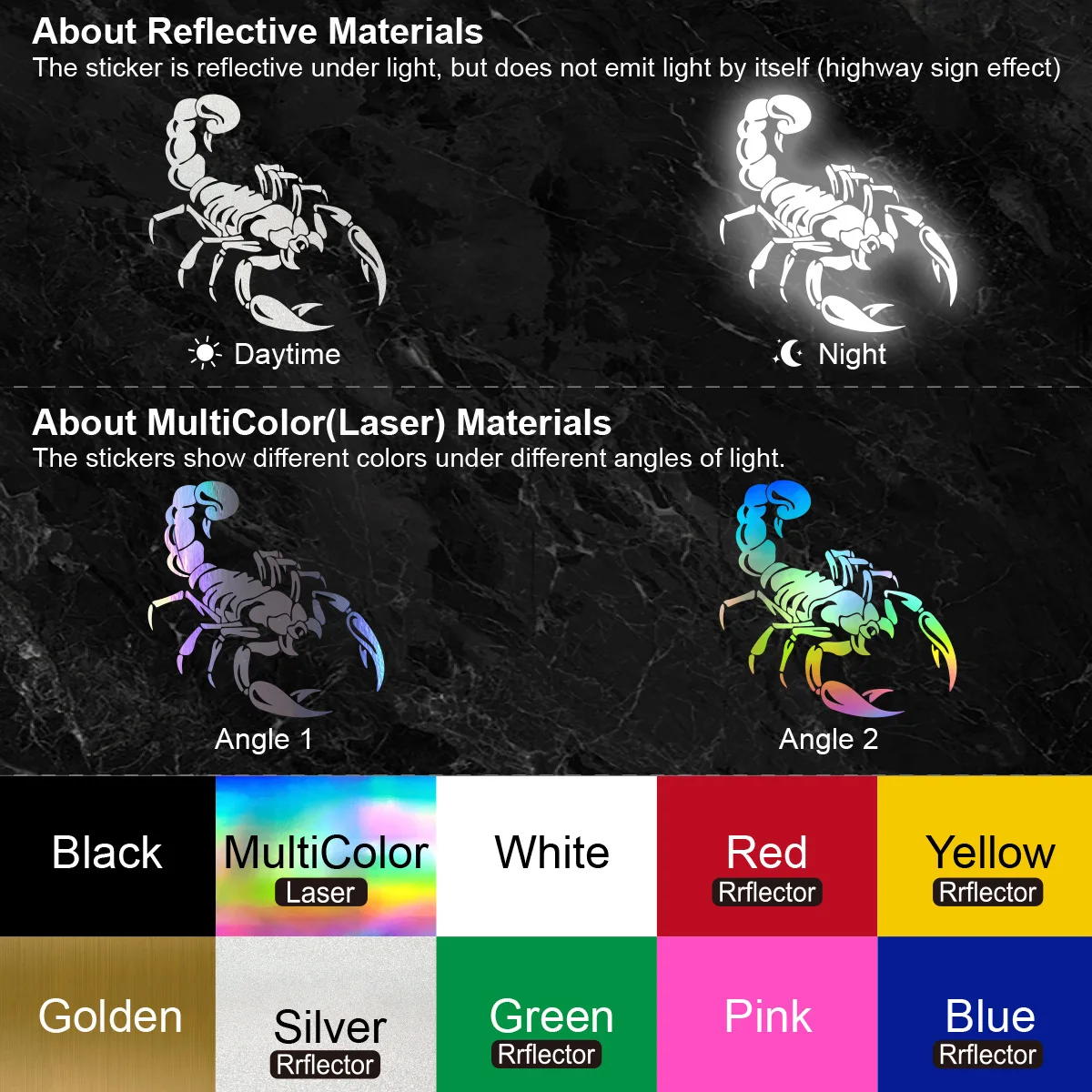 New 28.5cm* 28.5cm Pattern Animal Scorpion Car Sticker Hood Spare Tire Car Sticker Reflective Fun Waterproof 3m Glue Sticker Car