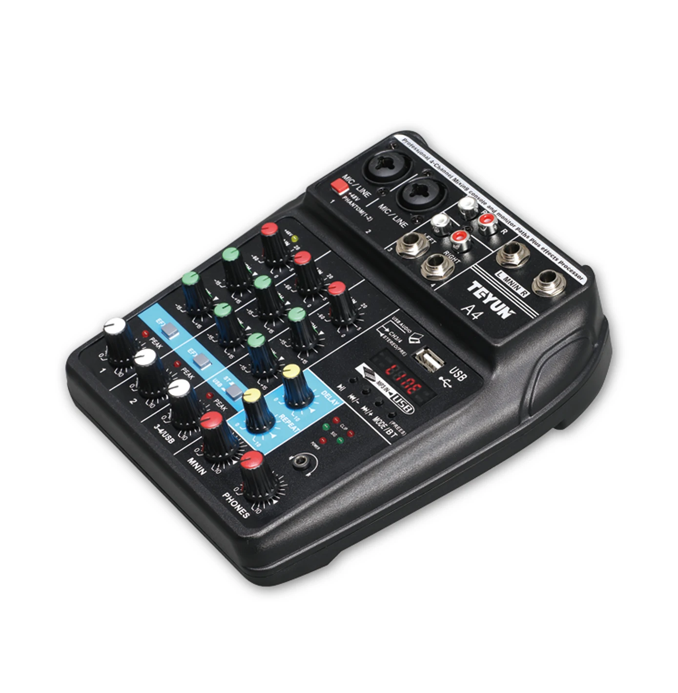 TEYUN A4 4 Channels Sound Console Equipment Audio Dj Mixer/ Video Mixer/Karaoke Live 4 Channel Mixing Console With Sound Card