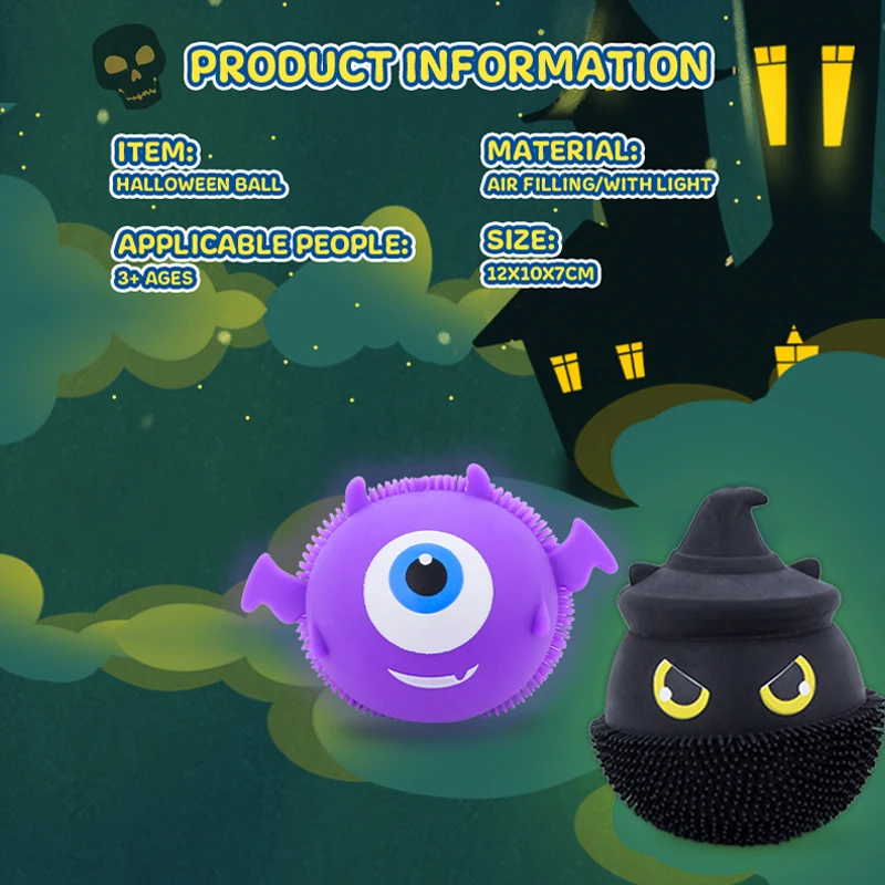 2023 wholesale squishy squeeze festival Halloween ball skull monster printing toys