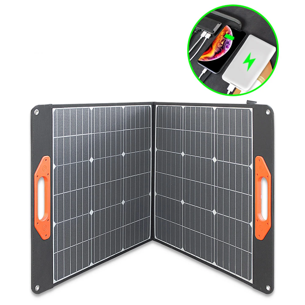 New Camping 100W Monocrystalline Solar Panel 2 Fold Foldable Panel folding solar panel 28w for home solar generator