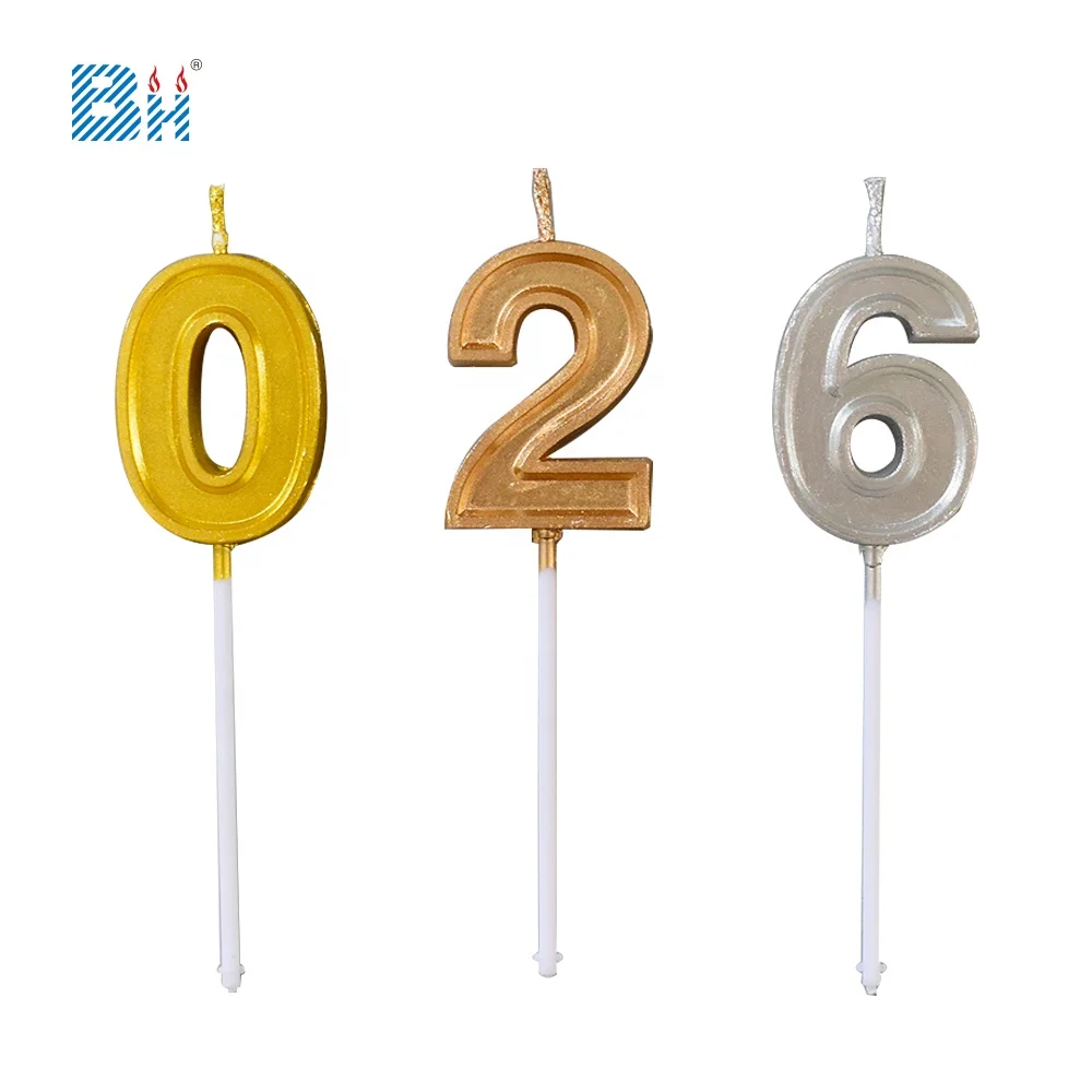 Mini Gold Number Candles birthday