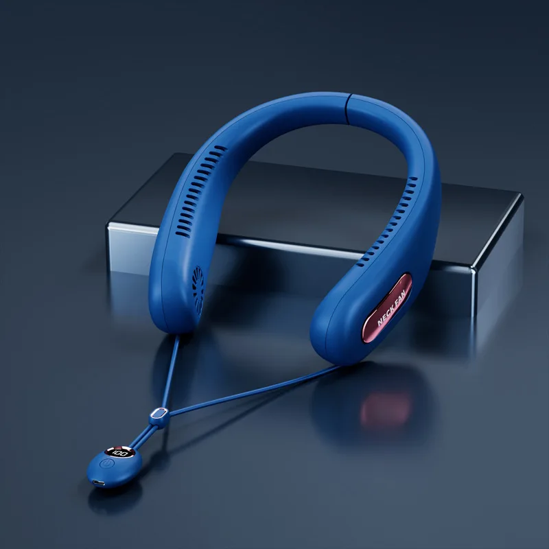 Custom USB Rechargeable Adjustable 3 Speeds Cooling Bladeless Free Hanging Mini Portable Neck Fan