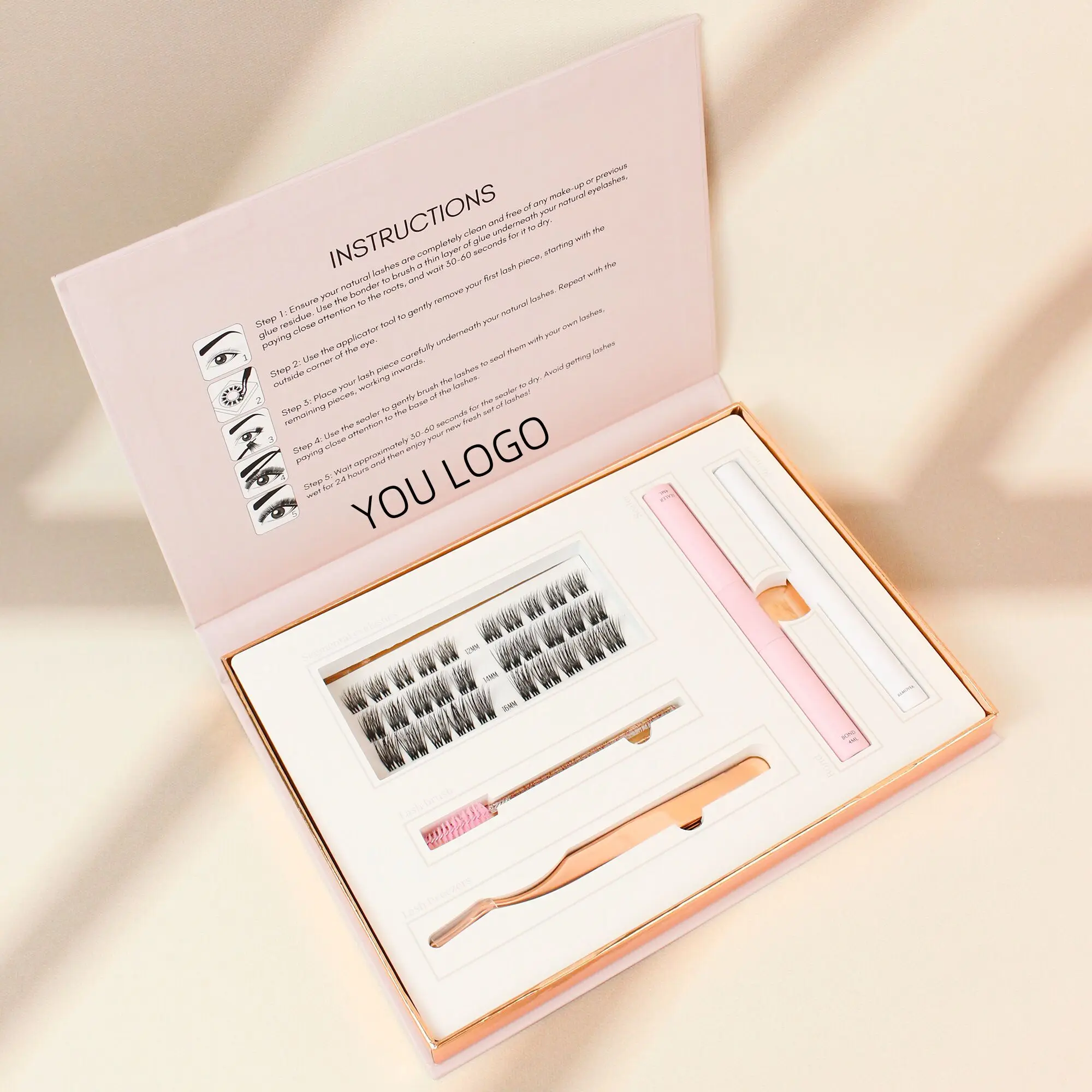 Wholesale pre glue lash cluster Private Label Individual Eyelash Cluster Extensions Pre Cut Segment DIY Lash Extension Kit