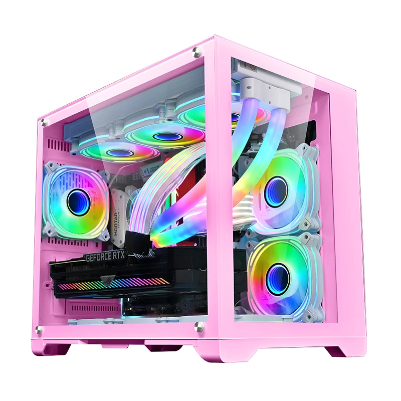 Professional manufacturer lone warrior fully transparent tempered glass panel computer case