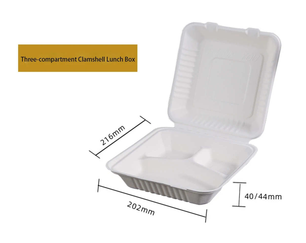 
Attractive price new type three-compartment clamshell lunch box three-compartment lunch box 