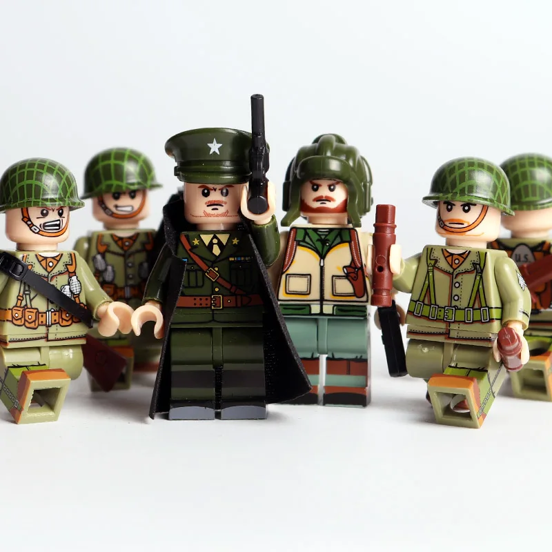  Oenux Вторая мировая война тихоокеанских военных строительных блоков мини-армия США солдат фигурка кирпичная