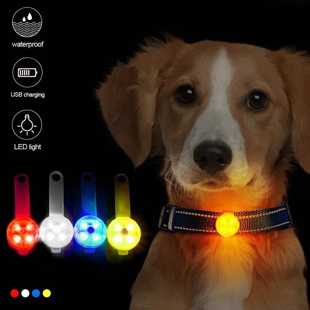 Pet Collar Anti Loss Pendant Waterproof Safety LED Flashing Light USB Rechargeable Light Pendant For Dog Cat Pet