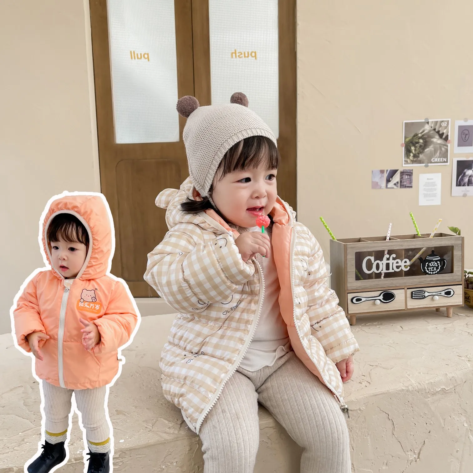 Winter Wholesale Kids Jackets For Girls Coats Parkas Baby Outfit Flower Fashion Korean Cotton Clothes