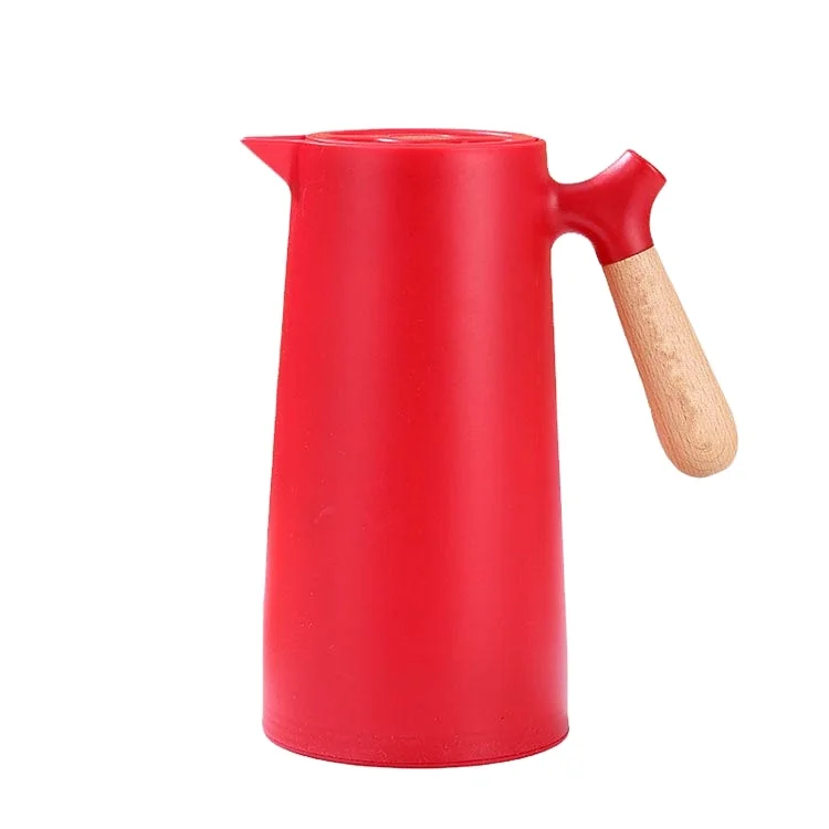 Hot Selling Wooden Handle Thermos Pot Double Wall Vacuum Insulated Thermal Coffee Carafe Thermos pot