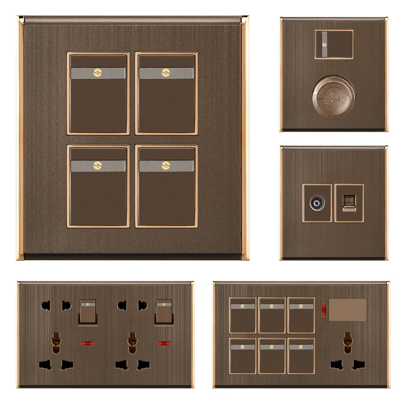 The factory produces PC material 2 sets 1-way wall switches for hotels and horizontal living rooms