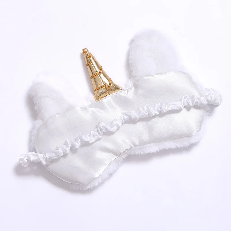 New Soft Cute Rainbow Unicorn Plush Embroidery Sleep Eye Mask for Girl Kids