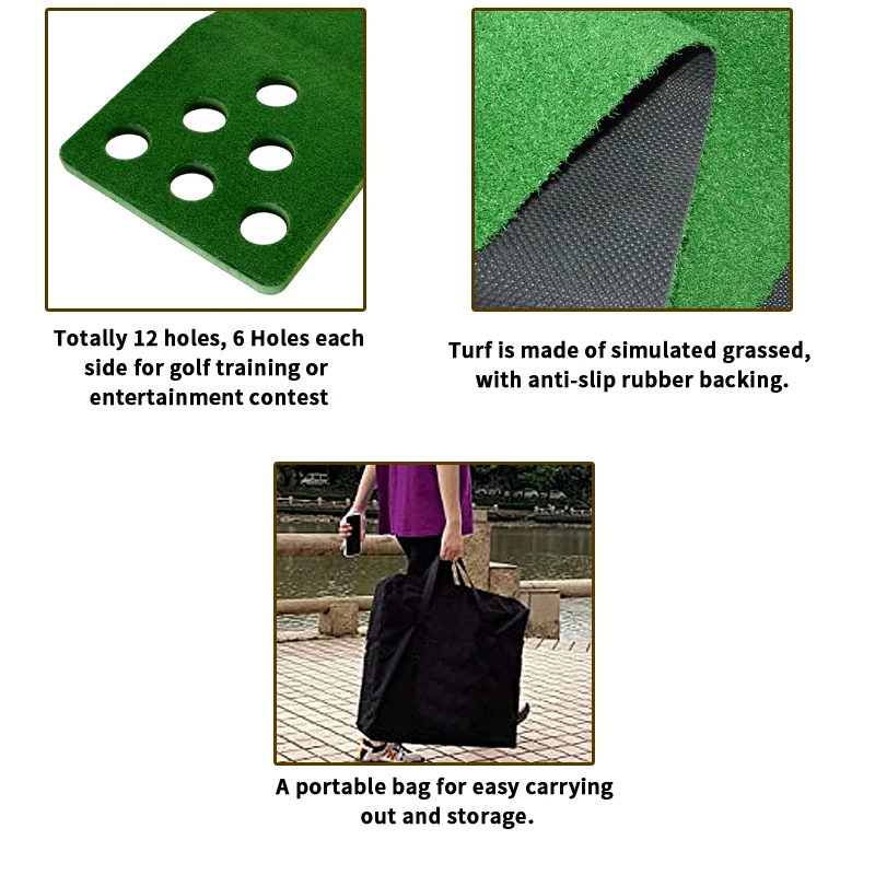 Wholesale Golf Training Mat Indoor Game Golf Putting Green Mat EVA Base Folding Golf Putting Mat with 2 Putters and 4 Balls