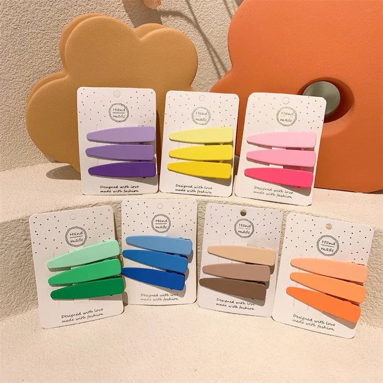 Snap Hair Clips Set for Hair Clip Pins BB Geometric Hairpins Candy Color for kids women Metal Barrettes