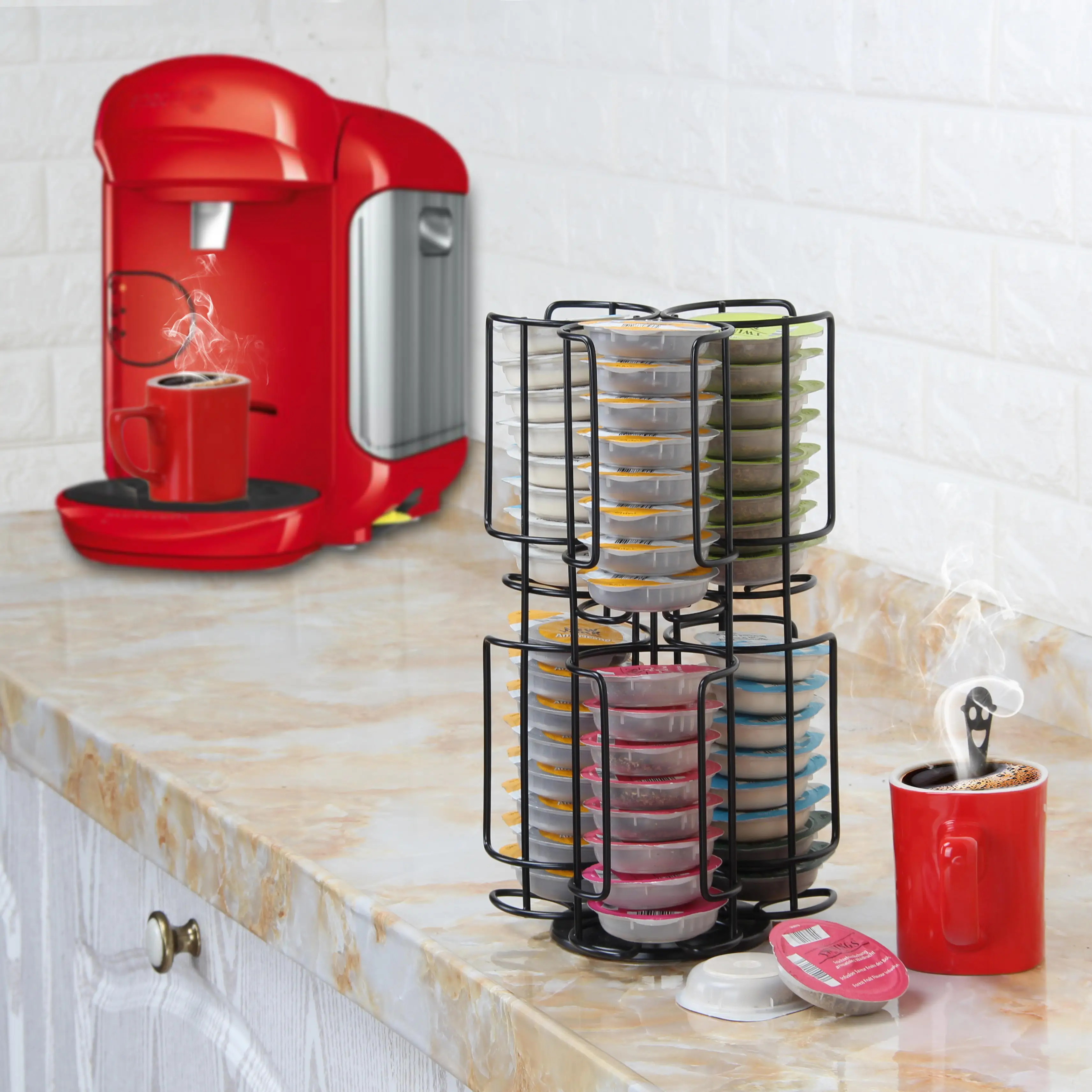 Modern 48pcs High Quality Steel Tassimo Coffee Capsule Holder 1mm Dimensional Tolerance Kitchen Organizer Coffee Pod Design