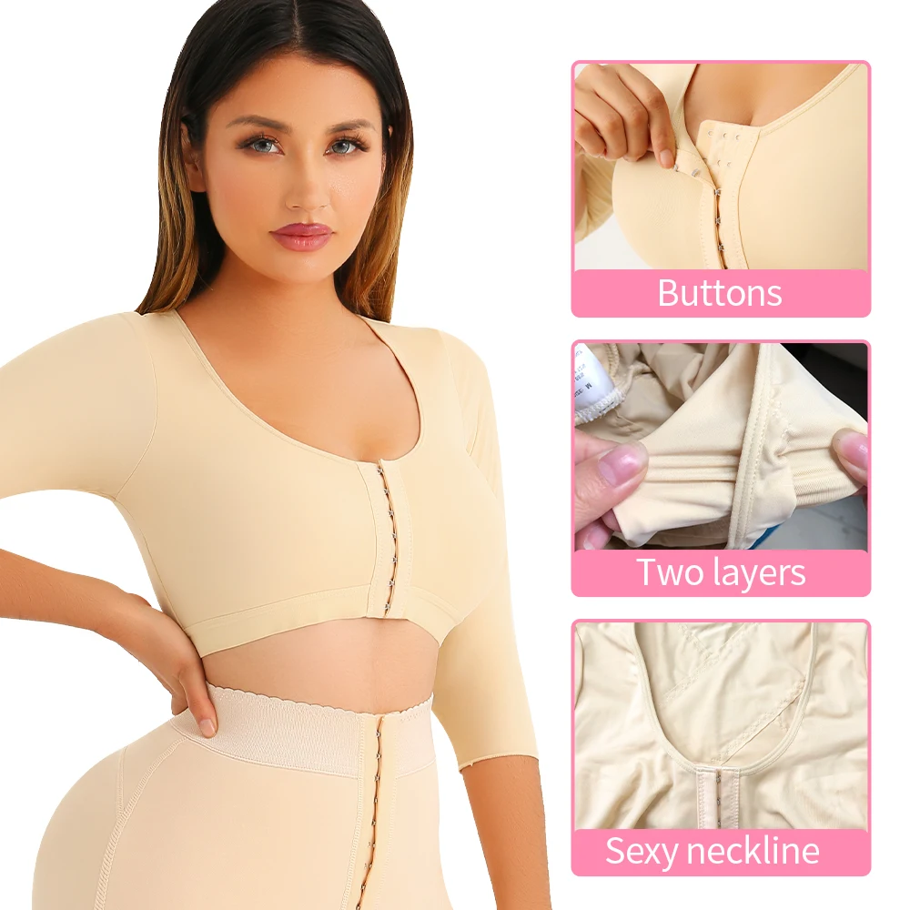 Women Post Surgery Bra Front Closure Compression Tank Top Posture Corrector Shapewear Arm Shaper
